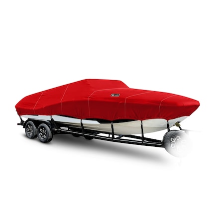 Eevelle Boat Cover DECK BOAT Walk Thru Windshield, Outboard Fits 21ft 6in L up to 102in W Red SFDKWT21102B-RED
